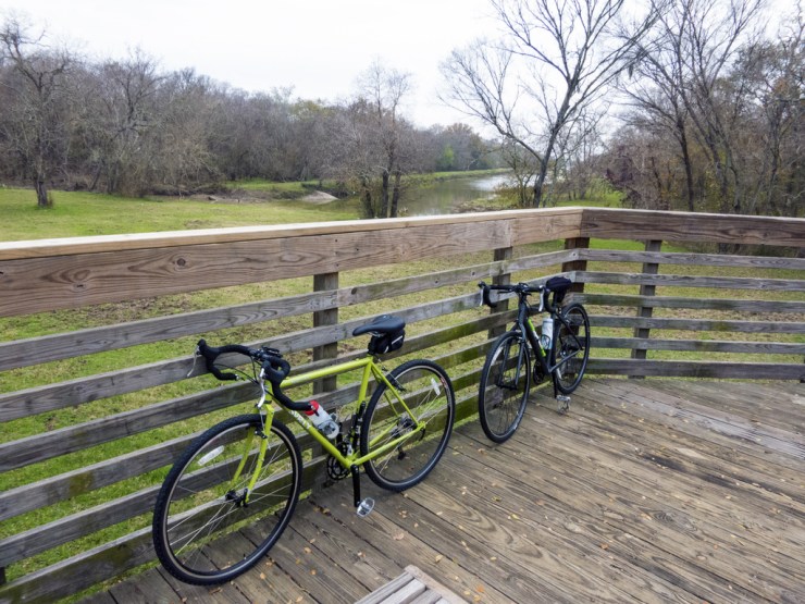 On the boardwalk spanning Buffalo Bayou