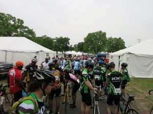 Waiting in line to start Day 2.