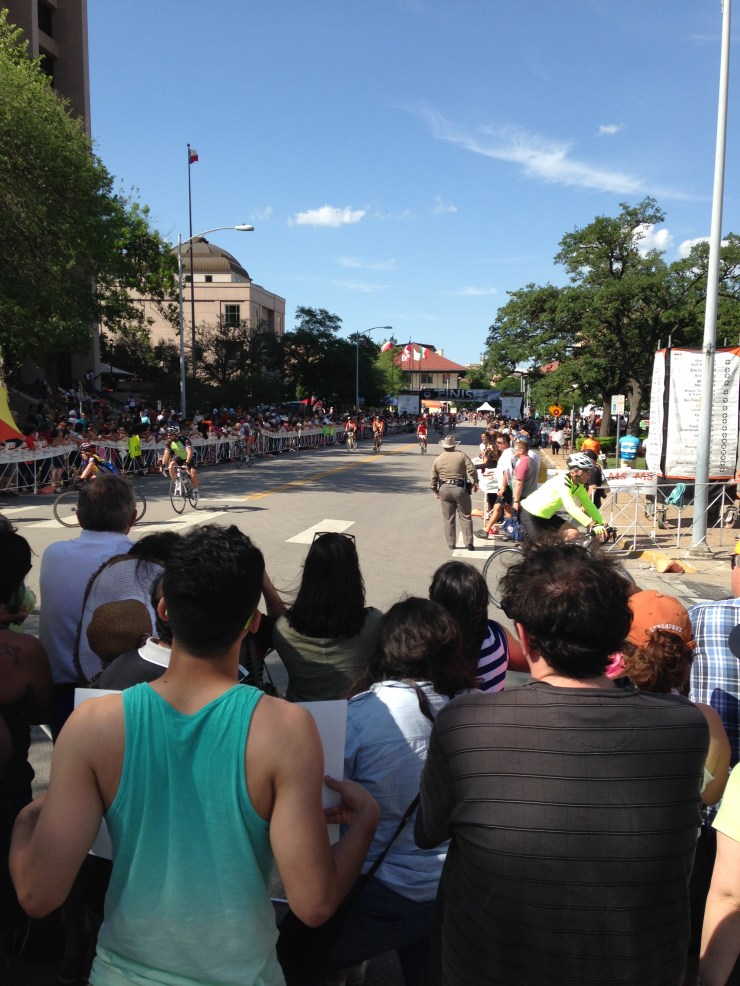 I didn't get a picture of crossing the finish line, so I took this after dropping off my bike and walking back up the hill. Lots of riders still coming across the line, and tons of folks cheering them all on. Incredible experience.