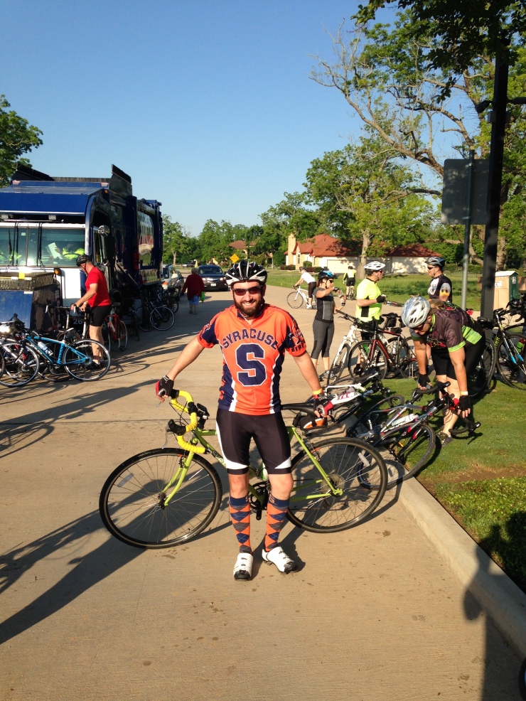 This has become my go-to outfit for these fun rides. I get lots of compliments on the socks! Let's go Orange!!